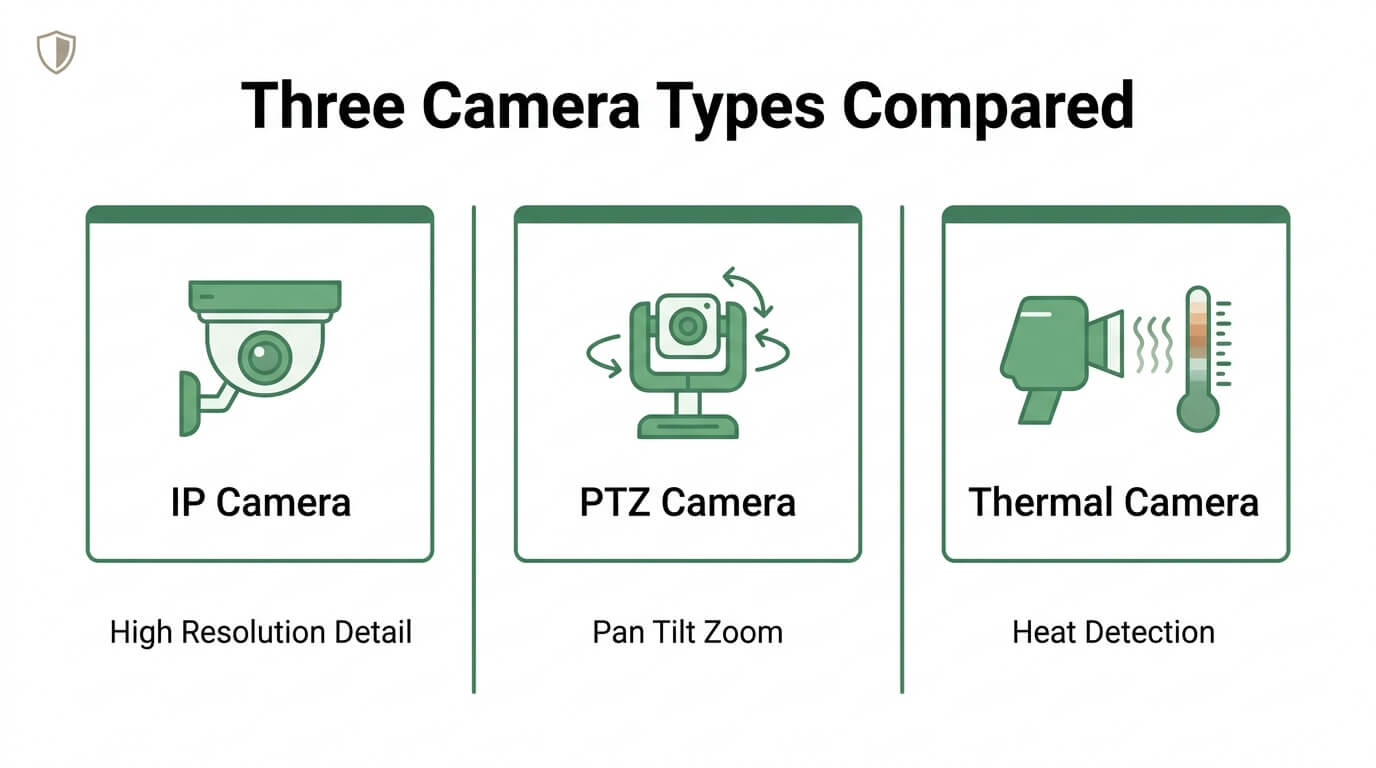 Comparing IP, PTZ, & Thermal Cameras for Live Monitoring